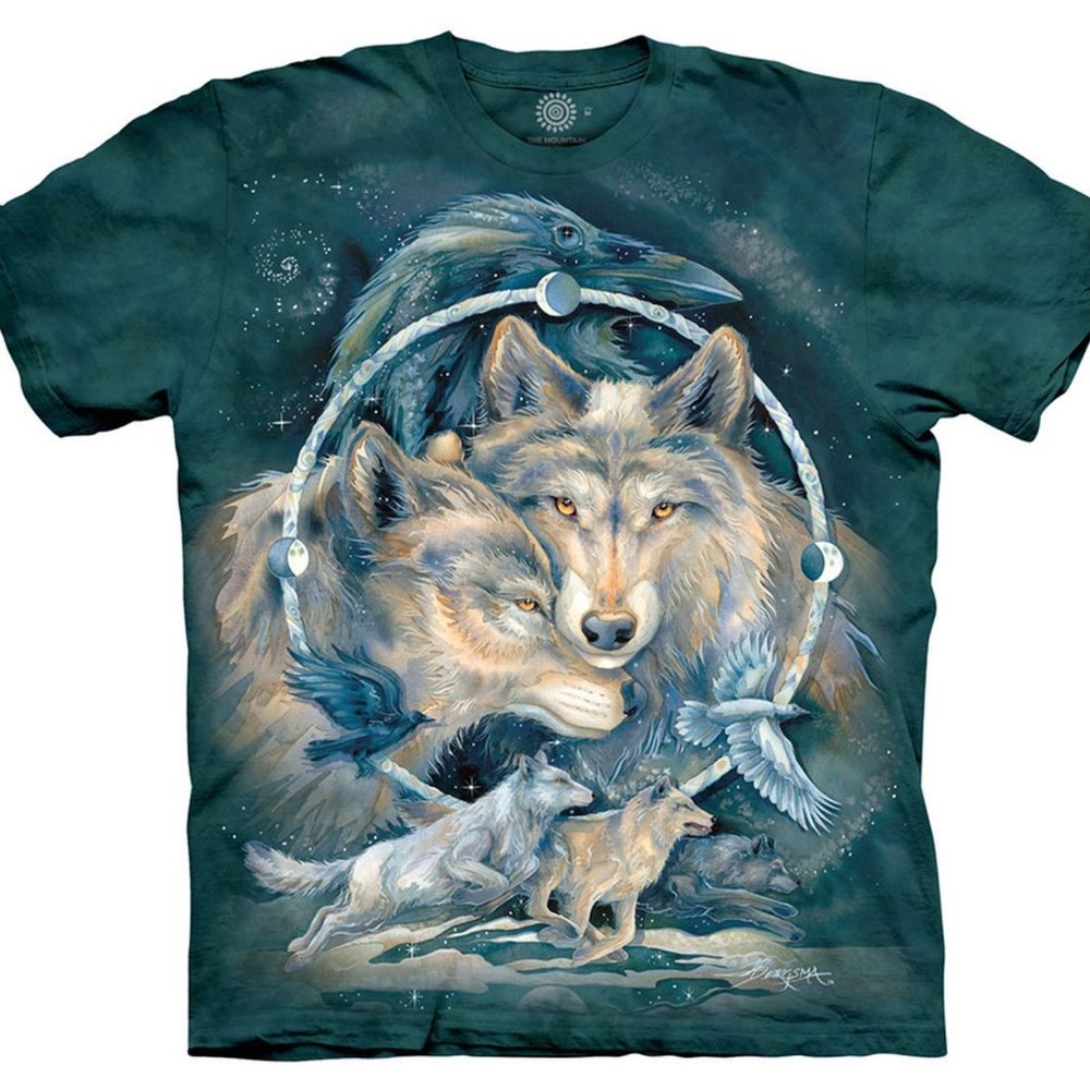 The Mountain Native American Wolves Wolf Bird In Spirit I Am Free Shirt S-3X